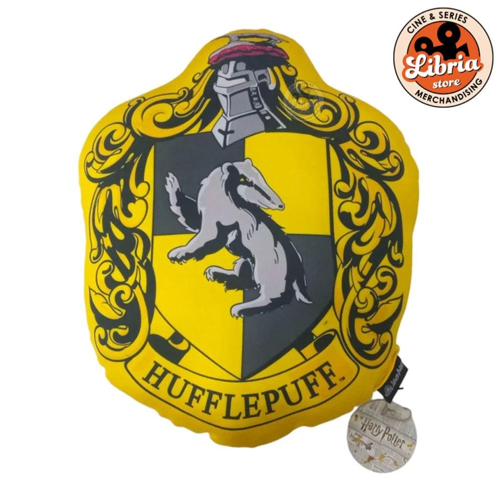 Almohadón de Hufflepuff con forma del escudo