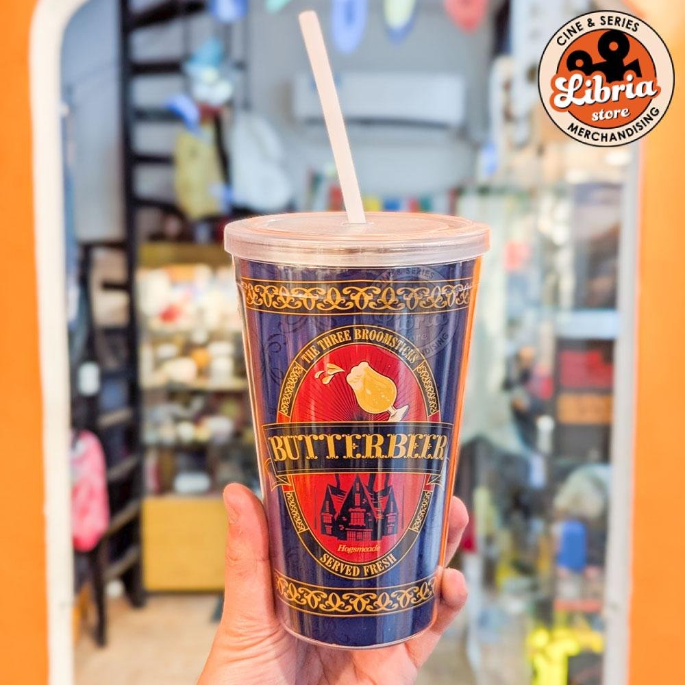 Vaso con tapa y sorbete Butterbeer